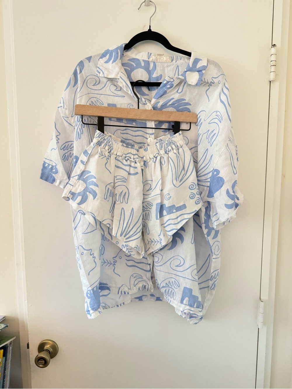 Maurie + Eve White Button-Down Shirt and short set